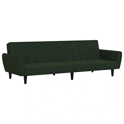 Abbildung von vidaXL Schlafsofa 2 Sitzer, Sofa mit Holzrahmen, Schlafcouch für Wohnzimmer Heimkino Büro, Couch Sofabett Tagesbett Gästebett, Dunkelgrün Samt