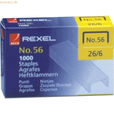 Abbildung von 20 x Rexel Heftklammern 26/6 Stahl verzinkt VE=1000 Stück