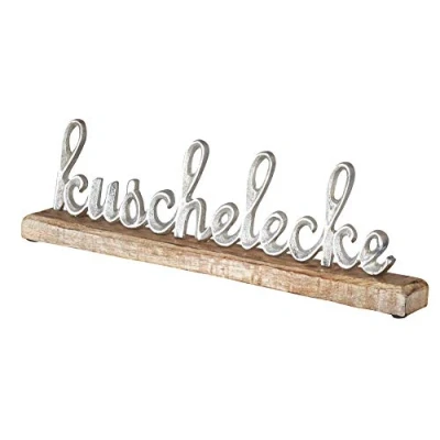 Abbildung von Levandeo® Deko Schriftzug, Schriftzug Kuschelecke L40cm Silber Mango Holz Tischdeko Geschenk