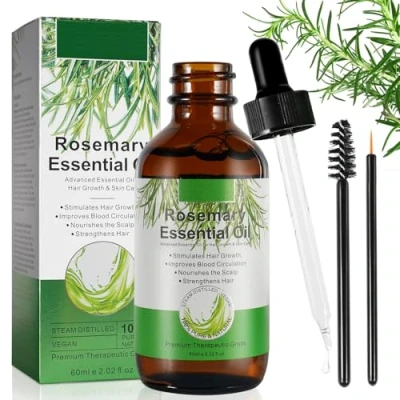 Abbildung von KLLALO Reines ätherisches Rosmarinöl, 2,02 fl.oz Natürliches Reduzierung des Haarausfalls, stimuliert das Haarwachstum, befeuchtet die Haut