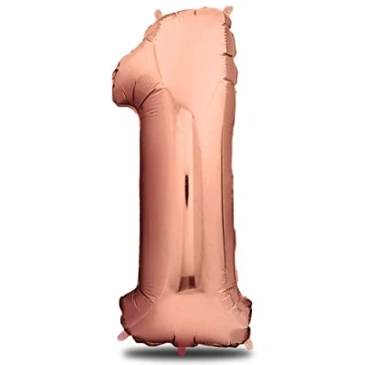 Abbildung von envami® Folienballon Zahl Geburtstagsdeko Rosegold 100cm Deko zum Geburtstag Luftballon Zahlen Dekoration Happy Birthday Mädchen Fliegt mit Helium (Zahl 1)