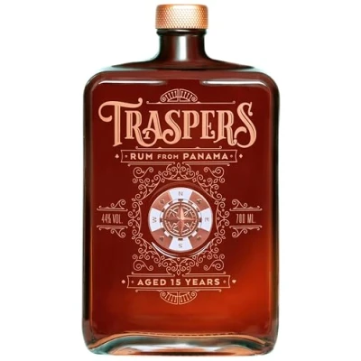 Abbildung von Trasper&#039;s Rum I 15 Years old aus Panama Noten von Karamell und Vanille Geschmack Lebensfreude Abenteuer 44% Vol. 700 ml