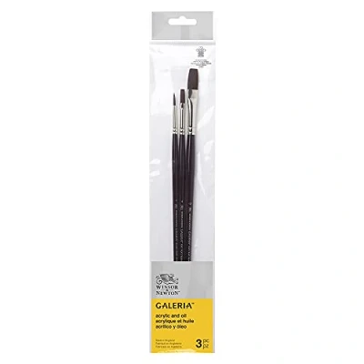 Abbildung von Winsor &amp; Newton 5790609 Galeria Acrylpinsel Set, aus Synthetikfasern, ideale Kontrolle für dickere Farbaufträge 3 Pinsel im Set
