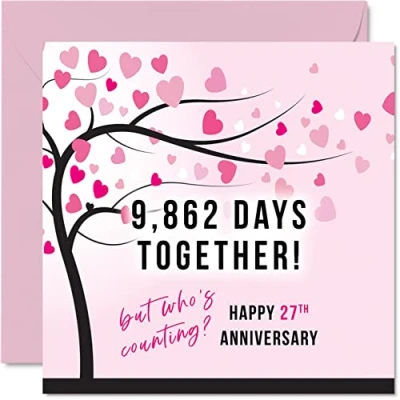 Abbildung von Stuff4 Lustige Glückwunschkarte zum 27. Hochzeitstag Ehefrau oder Ehemann 9862 Days Together I Love You Gifts Happy 27th Wedding Anniversary 145 mm x Grußkarten