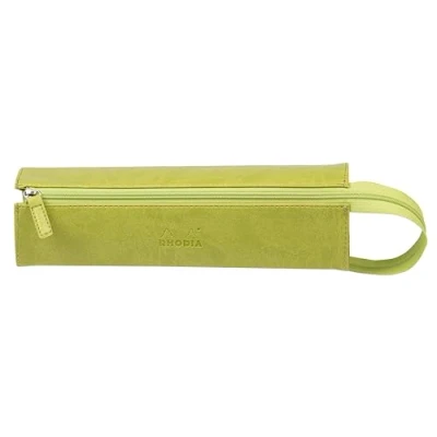 Abbildung von Rhodia 319016C Schlampermäppchen Rhodiarama, rechteckig 23x5x5 cm, flache Öffnung, langer Reißverschluss, praktisch und elegant aus Kunstleder anisgrün, 1 Stück