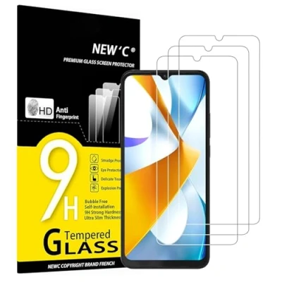 Abbildung von NEW&#039;C 3 Stück, Panzer Schutz Glas für Xiaomi Poco C40, Frei von Kratzern, 9H Härte, HD Displayschutzfolie, 0.33mm Ultra klar, Ultrabeständig