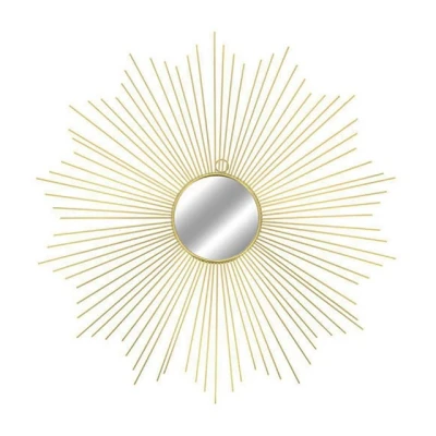 Abbildung von Hochwertiger Exclusiver Wandspiegel Rundspiegel Spiegel Dekospiegel Sonne aus Metall in Gold Ø65cm