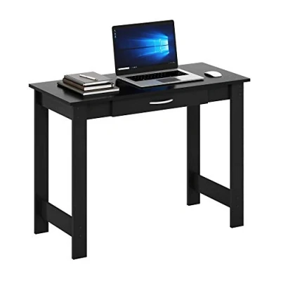 Abbildung von Furinno JAYA Schreibtisch, PC Tisch mit Schublade, Schwarz, 99.6 (B) x 73.7 (H) 44.5 (D) cm
