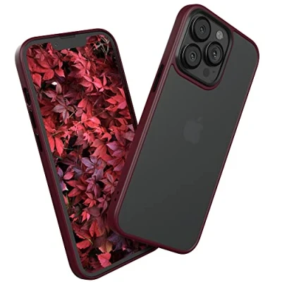 Abbildung von EAZY CASE Ultra Schutz Outdoor Hülle kompatibel mit iPhone 13 Pro, hochwertige Schutzhülle Aufprallschutz, Stoßfest und Kratzfest, dünne Handyhülle Kameraschutz, Dunkel Rot