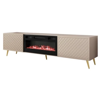 Abbildung von MIRJAN24 TV Schrank Temerra mit Kamin (mit zwei Klappen) Realistische LED Flamme, Gasdruckfeder