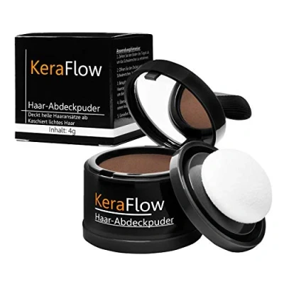 Abbildung von KeraFlow Ansatzpuder, Haar Concealer Haarverdichtung, Haarpulver gegen grauen Haaransatz und lichte Haare 4g (Hellbraun)