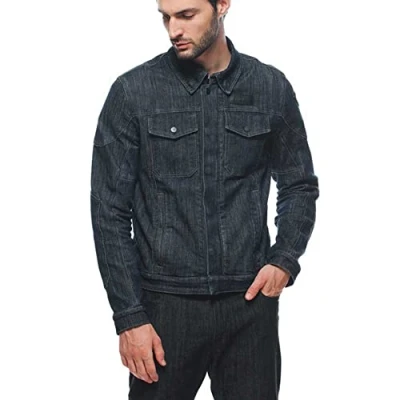 Abbildung von Dainese Denim Tex Jacket, Jeans Motorradjacke, Gewebe, Weiche Schulter Und Ellbogenprotektoren, Herren Blau, 58
