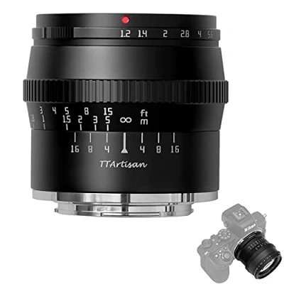 Abbildung von TTARTISAN 50mm F1.2 Objektiv APS C Kameras Manueller Fokus für Nikon Z Mount ZFC Z50 Z5 Z6 Z6II Z7 Z7II Z9(Schwarz