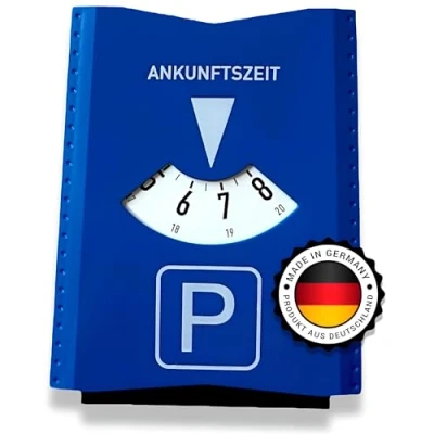Abbildung von VZL Parkscheibe Auto mit Eiskratzer Premium Parkscheiben made in Germany Parkuhr und drei Einkaufschips für Winter geeignet StVo