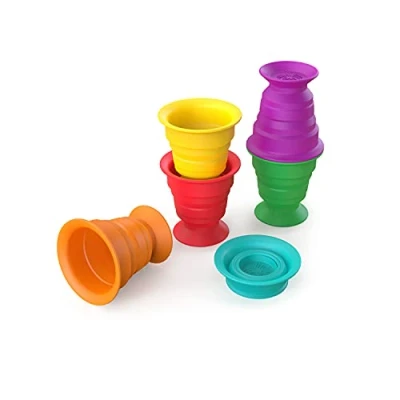 Abbildung von Baby Einstein Stack &amp; Squish Cups Aktivitätsspielzeug, Mehrfarbig, Babyspielzeug
