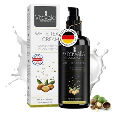 Abbildung von Vitavelle weißer Tee Creme mit Babassuöl Feuchtigkeitscreme Gesicht Damen Tagescreme Gesichtscreme Serum Anti Falten Männer Moisturizer Gesichtspflege white tea cream