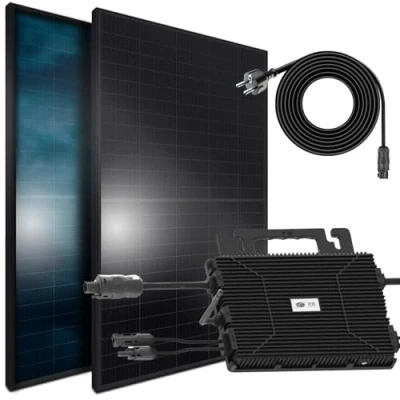 Abbildung von SUNNIVA 1196W Balkonkraftwerk 800W komplett Steckdose Astro Energy Wechselrichter PV Solaranlage 2x 460W BIFAZIAL FULL BLACK Glas/Glas Solarmodule inkl. 5m Kabel WIFI Bluetooth
