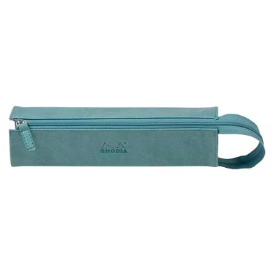 Abbildung von Rhodia 319034C Schlampermäppchen Rhodiarama, rechteckig 23x5x5 cm, flache Öffnung, langer Reißverschluss, praktisch und elegant aus Kunstleder Aquablau, 1 Stück