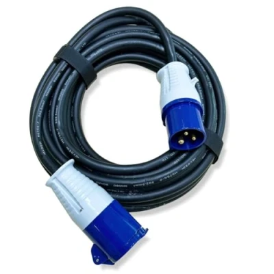 Abbildung von IntuiFlex 10m CEE Campingkabel Set Camping Stromkabel H07RNF 3G2,5 3x2,5 mm 230V 16A IP44 + 2 Klettverschlüsse Verlängerungskabel Wohnmobil Kabel Stecker Kupplung Klettband