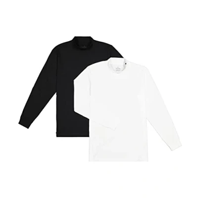 Abbildung von RAGMAN Herren Stehkragenshirt Langarm 2er Pack L, Weiss Schwarz 001