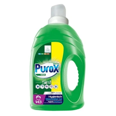Abbildung von PUROX UNIVERSAL Konzentrat Gel (143 Waschladungen) Waschmittel für alle Textilien, entfernt Flecken, vollständig ausspülbar, umweltfreundlich, kalkschutz, 4,3 l