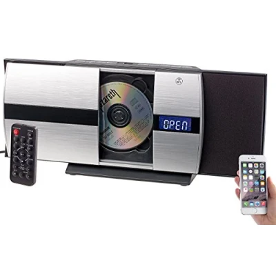 Abbildung von auvisio CD Player Vertikal: Vertikale Stereoanlage mit Bluetooth, CD, MP3, Radiofunktion, AUX, NFC, 20 W (Vertikale Musikanlage)