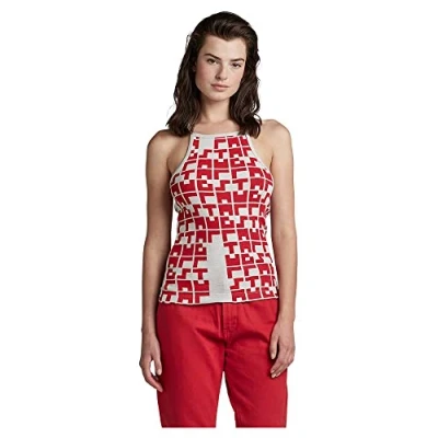 Abbildung von G STAR RAW Damen Printed Tanktop Cropped Ultra Slim, Mehrfarben (oyster mushroom/acid red tetris D23229 D263 D966), M