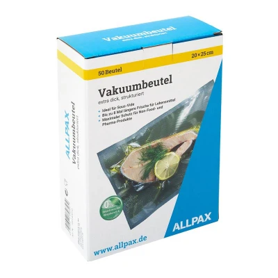 Abbildung von Vakuumbeutel 20 x 25 cm mit Struktur 50 Stück reißfest BPA frei keine Weichmacher Vakuumierbeutel goffriert kaufen für Lebensmittel