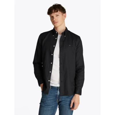 Abbildung von Tommy Hilfiger Blend Solid Shirt Hemd, Herren, Größe: Medium, Black