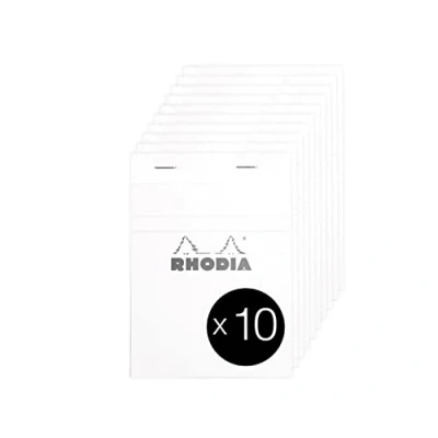 Abbildung von Rhodia 13201C Packung mit 10 Notizblöcken No.13, DIN A6 80 Blätter kariert 80g, Weiß, 1 Pack