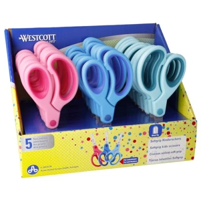 Abbildung von Westcott E 2053S 00 Display mit 24 Softgrip Kinderscheren, runder Spitze, 13 cm, farblich sortiert