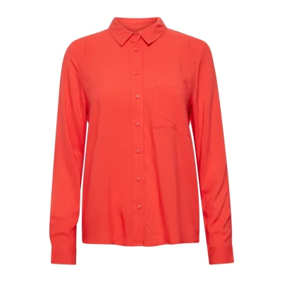 Abbildung von ICHI Ihmain SH Hemdbluse, Damen, Größe: 36, Poppy red