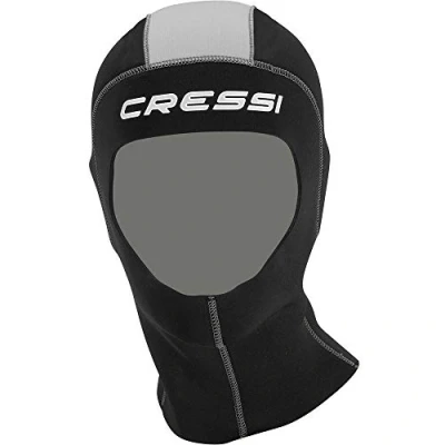 Abbildung von Cressi Draget Plus Hood Man 5mm Neopren Kopfhaube mit Ausgezeichnette Passform, Schwarz/Silber, Herren S/2
