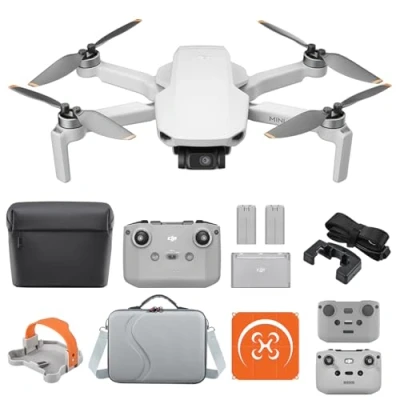Abbildung von DJI Mini 4K Fly More Combo mit Vielseitiges Zubehör, Drohne UHD Kamera, Unter 249 g, 3 Achsen Gimbal Stabilisierung, 10 km Videoübertragung, Autom Rückkehr, Akkus für 93 min Flugzeit, C0,