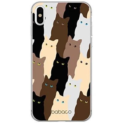 Abbildung von Babaco ERT Group Handyhülle für iPhone X/XS Original und offiziell Lizenziertes Muster Cats 001 optimal an die Form des Handy angepasst, hülle aus TPU