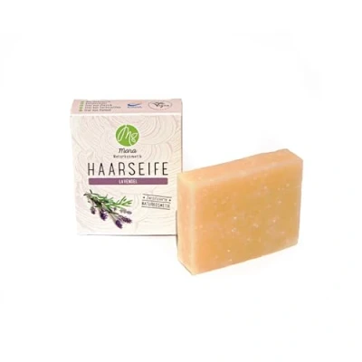Abbildung von Mara Naturkosmetik Feste Haarseife Lavendel Pflegende Wellness Reinigung ohne Palmöl für Frauen &amp; Männer Naturseife Nachhaltig, vegan, bio, umweltfreundlich, handgemacht zertifiziert 1x90g