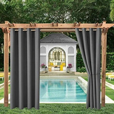 Abbildung von ele ELEOPTION Outdoor Vorhänge Wasserabweisend, UV Schutz Vorhang mit Ösen,Winddicht Blickdicht Innen und Außen Gardinen für Garten Hof Balkon(4 Stücke/ 132 X 240cm)