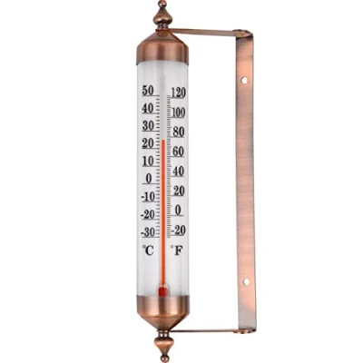 Abbildung von Außenthermometer mit Bronze Effekt Design, Stilvolles Gartenthermometer, Outdoor, geeignet für Außentemperaturanzeige, Wand, Gewächshaus, Garage, einfach aufzuhängen