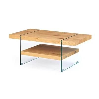 Abbildung von Inter Link Couchtisch Wildeiche Nachbildung Glas Benina