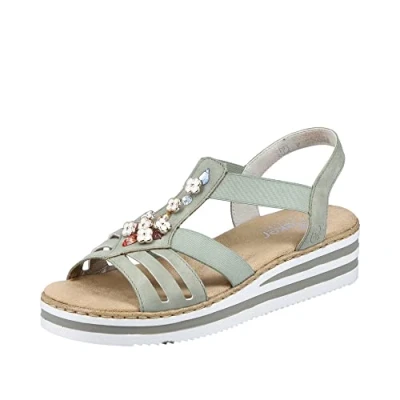 Abbildung von Rieker Keilsandalette, Damen, Größe: 40, Grün Schuhe