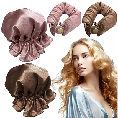Abbildung von 2 Stück Satin Heatless Hair Curler, DIY Curler Rolls, Locken Ohne Hitze, Weiche Lockenstab Stirnband, Lockenwickler, für Langes Mittleres Haar