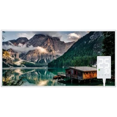 Abbildung von Heidenfeld Infrarotheizung HF HP105 𝟭𝟬 𝐉𝐀𝐇𝐑𝐄 𝐆𝐀𝐑𝐀𝐍𝐓𝐈𝐄 1000 Watt Bis 25 m² Infrarot Heizkörper Elektroheizung mit Thermostat Überhitzungsschutz (1000 Watt, Bergsee)
