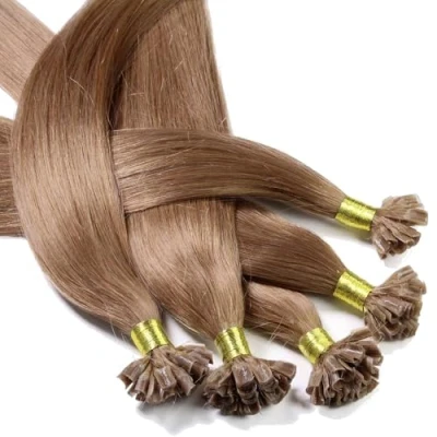 Abbildung von hair2heart Bonding Extensions Echthaar glatt 8/1 Hellblond Asch 25 Strähnen 0.5g 30cm, für langanhaltende Haarverlängerung