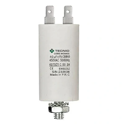Abbildung von TECNID Anlaufkondensator MG8400, Rund, Polypropylen, 40µF, 450V, 4 polig / M8