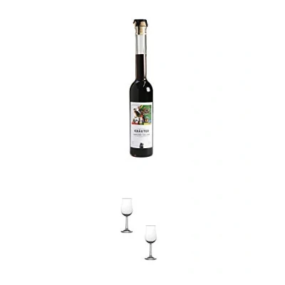 Abbildung von Sauerländer Kräuterlikör 0,35 Liter + Nosing Gläser Kelchglas Bugatti mit Eichstrich 2cl und 4cl 2 Stück