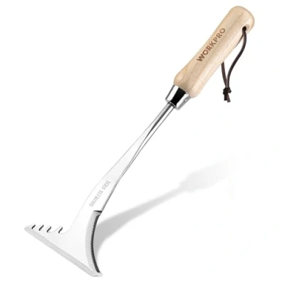 Abbildung von WORKPRO 34cm Fugenkratzer mit Holzgriff, Unkrautstecher gezackter Kante, Unkrautjäter zum Entfernen von Moos &amp; Unkraut, Unkraut Entferner Gerät für Gartenarbeit