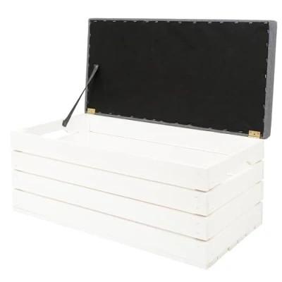 Abbildung von Sektum Ran Sitztruhe mit stauraum Holz polsterbank Sitzbox sitzbank aufbewahrungsbox Deckel schuhbank sitzfläche 80x40x35cm