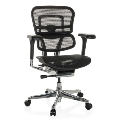 Abbildung von hjh OFFICE Bürostuhl ergonomisch ERGOHUMAN Base GEN2 Originales Design, Bürosessel mit Flexibler Lordosenstütze, Netz Schwarz