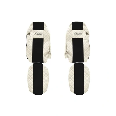 Abbildung von F CORE Elegance FX06 CHAMP Sitzschonbezug elfenbeinweiß Mit Motiv Eco Leder vorne
