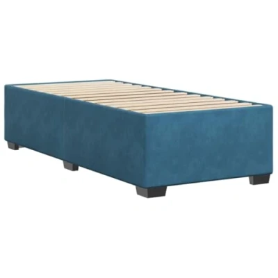 Abbildung von vidaXL Bettgestell, Bettrahmen mit Lattenrost, Polsterbett Bett für Schlafzimmer, Einzelbett Schlafzimmerbett, Blau 80x200 cm Samt